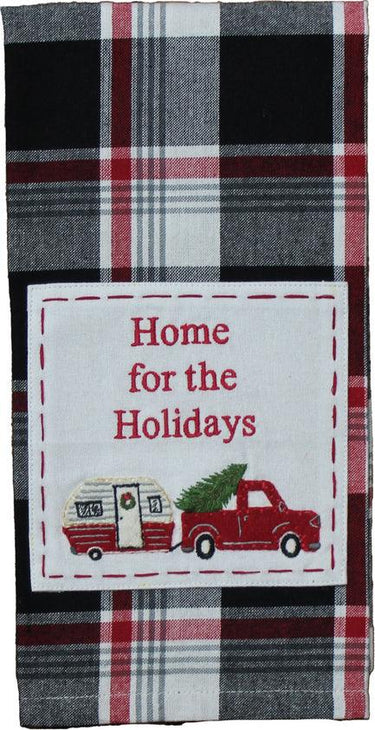 Winter Plaid Black, Red, Cream towel ET044020 - The Fox Decor